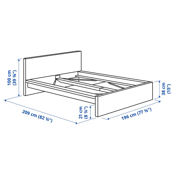 MALM هيكل سرير، عالي, أبيض, 180x200 سم