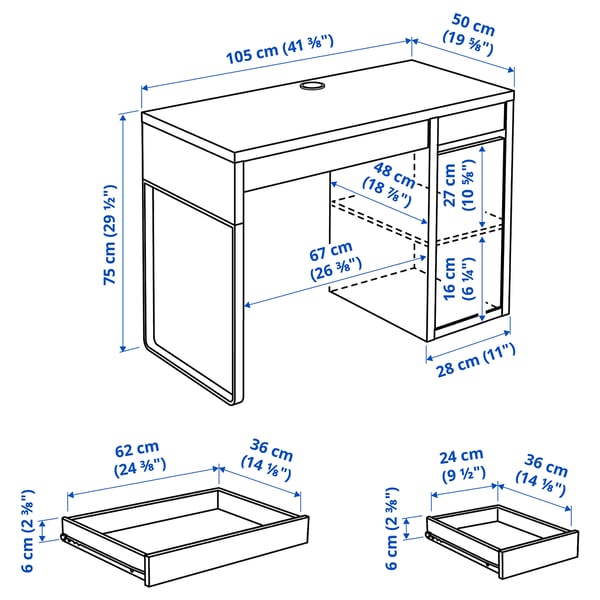 MICKE مكتب, أسود-بني, 105x50 سم