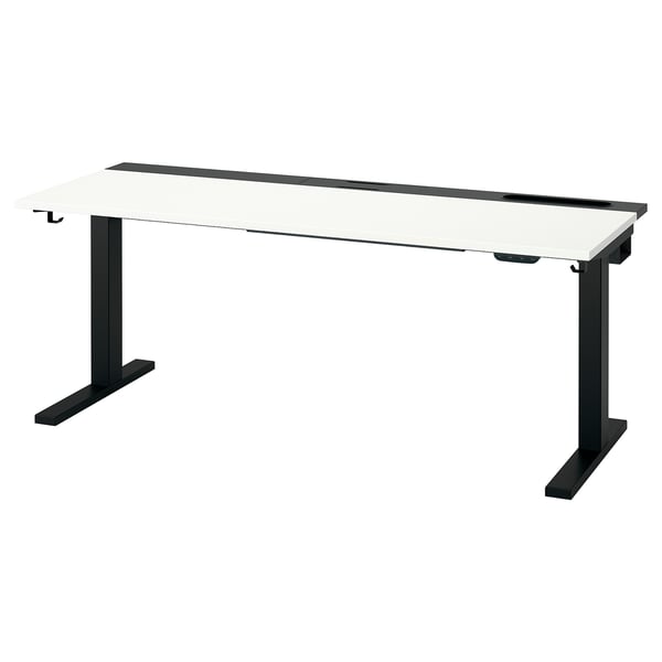MITTZON مكتب متغيّر الارتفاع, كهربائي أبيض/أسود, 160x60 سم