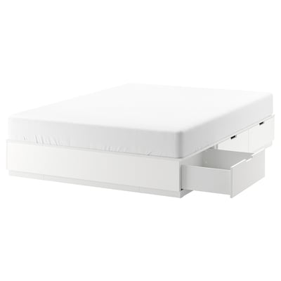 NORDLI هيكل سرير+تخزين, أبيض, 140x200 سم