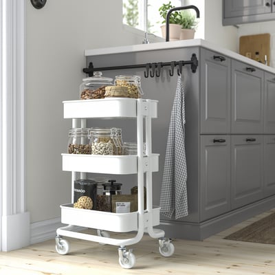 RÅSKOG عربة, أبيض, 28x38x61 سم