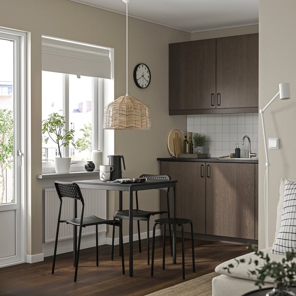 SANDSBERG طاولة وكرسيان, أسود أسود/أسود, 67x67 سم