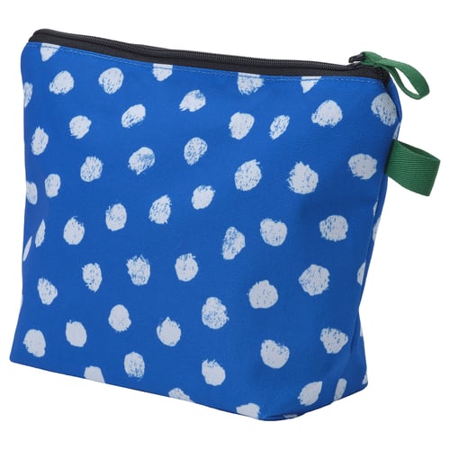 SKOGSSALLAT حقيبة عناية, أزرق/أبيض/منقط.