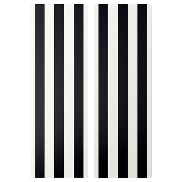 SMÅSTAD باب, أسود/ أبيض شريط, 30x90 سم
