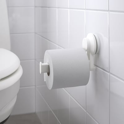 TISKEN حامل مناديل مرحاض مع لاصقة مطاطية, أبيض