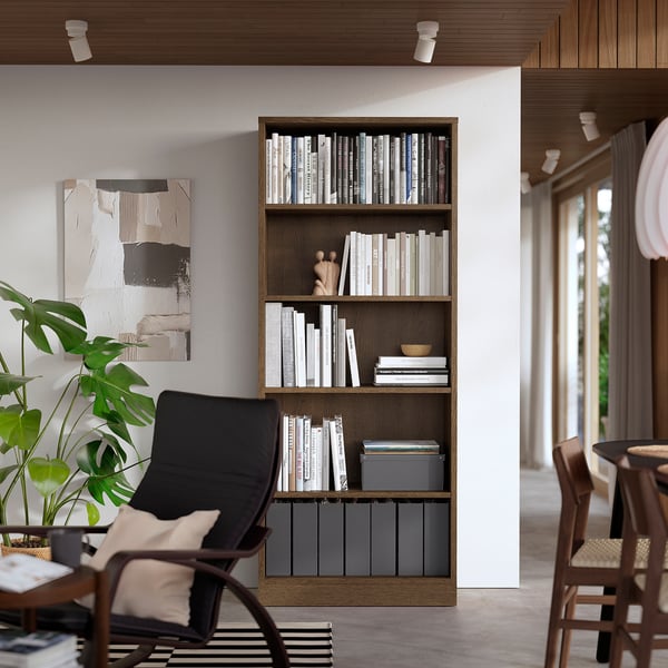 TONSTAD مكتبة, بني قشرة سنديان مصبوغ, 82x37x201 سم