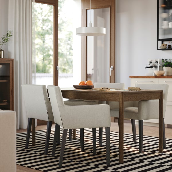 TONSTAD / MÅRENÄS طاولة و 4 كراسي, بني قشرة سنديان/Gunnared بيج أسود, 150x80 سم