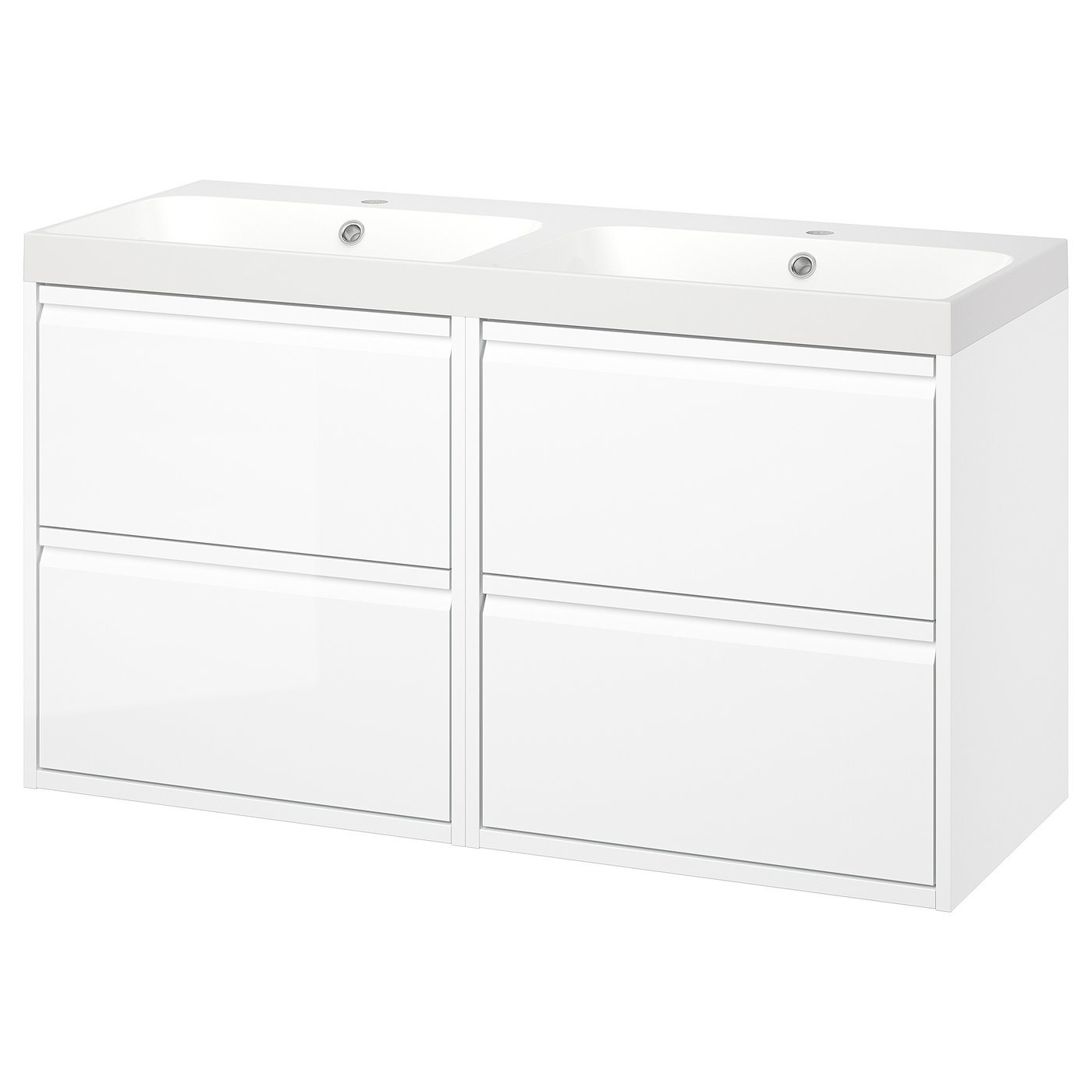ÄNGSJÖN white vanity: sleek, wall-mounted with marble sink, ample storage.
