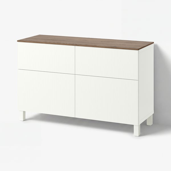 BESTÅ Storage combination w doors/drawers, white/Förvaltare white, 120x42x75 cm