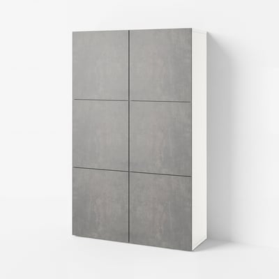 BESTÅ Storage combination with doors, white/Kallviken dark grey concrete effect, 120x42x193 cm
