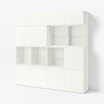 BESTÅ Storage combination with doors, white/Lappviken white, 240x42x231 cm