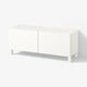 BESTÅ TV bench with doors, white/Lappviken/Stubbarp white, 120x42x48 cm
