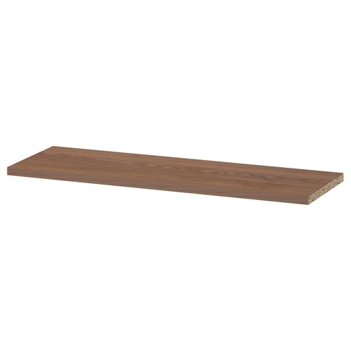 A BILLY adjustable shelf in brown. Made of particleboard, it a rectangular, flat design with no visible edges. Ideal for extra storage.