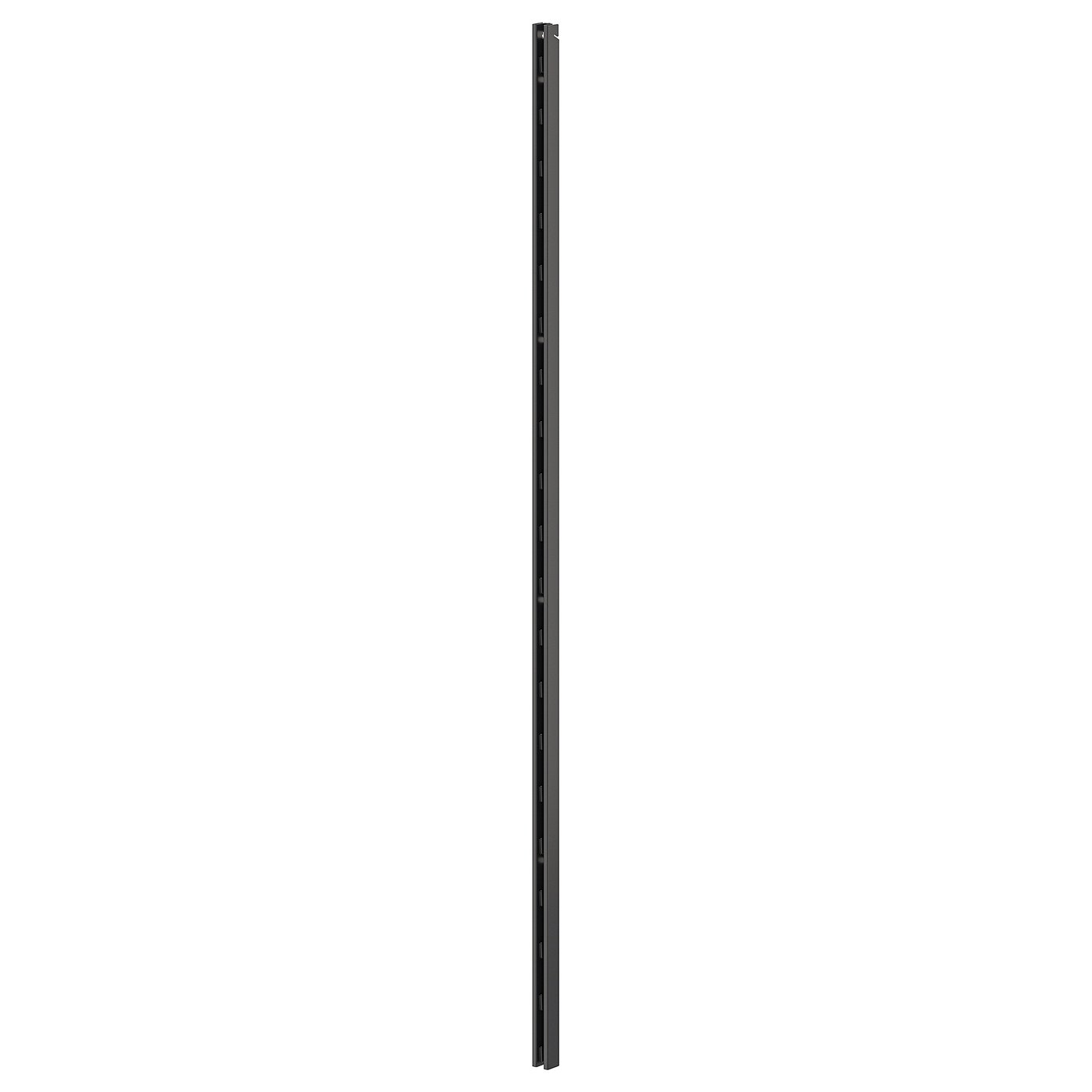 A BOAXEL wall upright in grey. Made of galvanised steel, its a key part of a modular storage system.