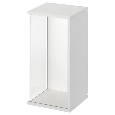 BRÄNNBOLL white, square display cabinet, clear panels, modern, minimalist design.