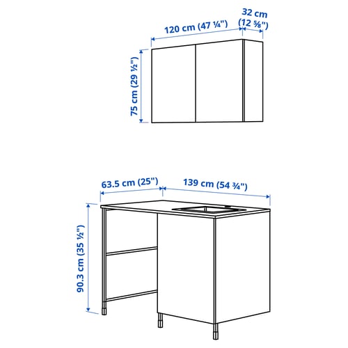 ENHET Storage combination, white, 139x63.5x87.5 cm