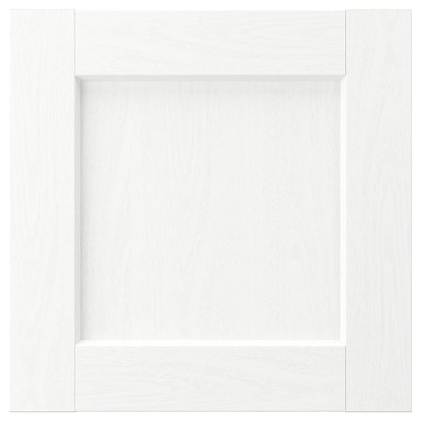 ENKÖPING: white, square cabinet door, wood-like texture, fiberboard core.
