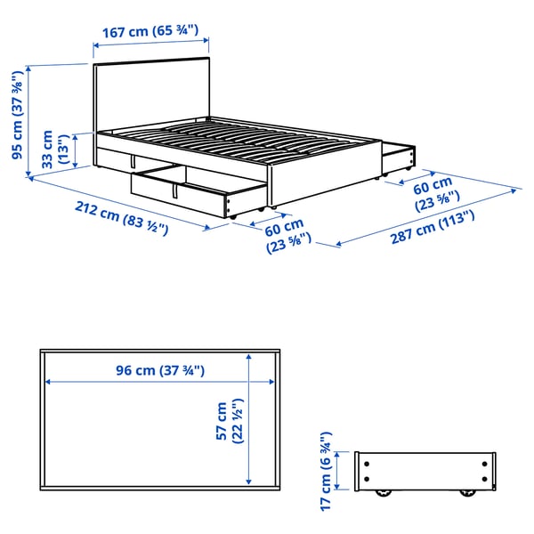 Illustration with measurements for the product: GLADSTAD.