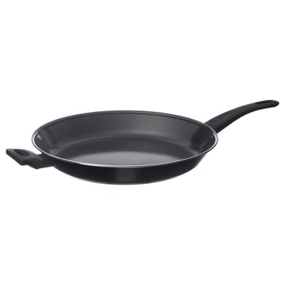 HEMLAGAD black frying pan, round with two handles, non-stick coating, aluminium body.