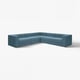 Modern teal modular sectional sofa with clean lines and deep seats, ideal for relaxation.