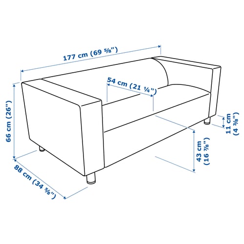 Illustration with measurements for the product: KLIPPAN.