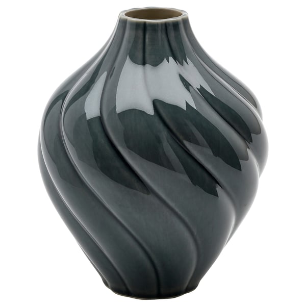 KORNSPARV Vase, grey-blue, 22 cm