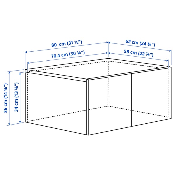 LASTARE Height extension unit with doors, white, 80x62x36 cm