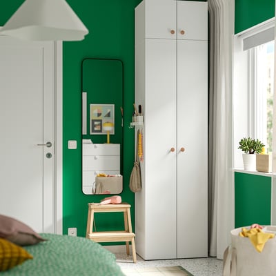 LASTARE Wardrobe combination, white/with height extension unit, 60x42x237 cm