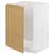 A white METOD kitchen cabinet with a wooden side panel and no door.