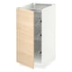 Ikea METOD kitchen cabinet in white with light ash door, featuring three wire shelves.