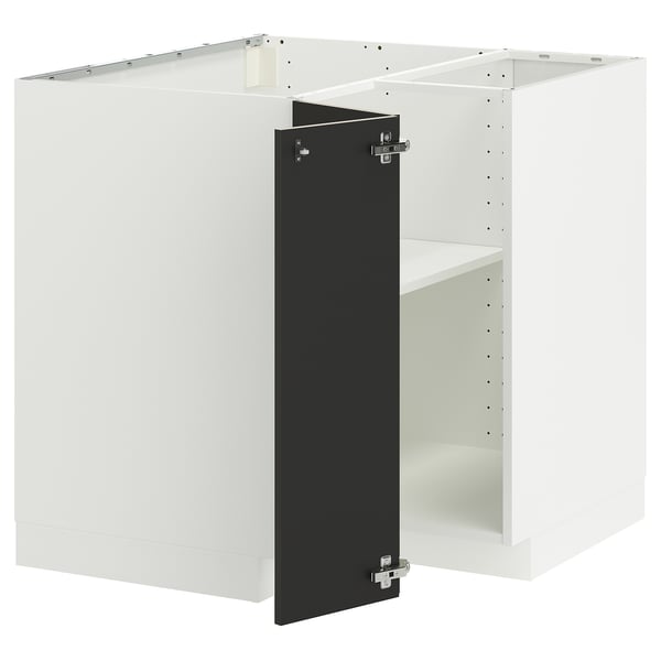 Modern kitchen cabinet, METOD design, white and black, metal and plastic, rectangular.