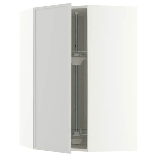 METOD wall cabinet carousel, white, glass shelves, adjustable, frameless.