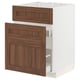 METOD kitchen cabinet - white & walnut, rectangular, three-tiered design with smooth fronts and drawers.