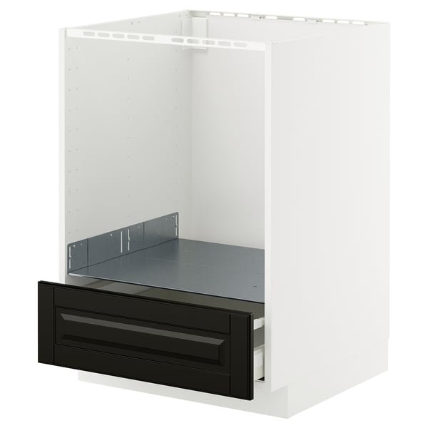 White METOD kitchen unit with black drawer, modern design.