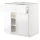 METOD kitchen cabinet in white with high gloss finish, sleek design, and integrated handles.