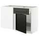 METOD kitchen unit: white & black, modern design, open shelf, medium cabinet with drawer.