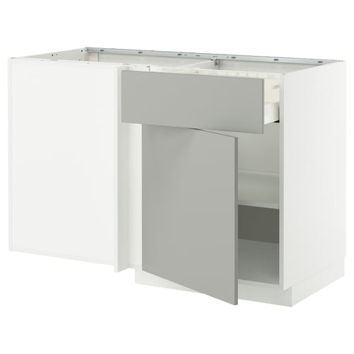 Modern white kitchen cabinet set, light grey havstorp fronts, sleek design.