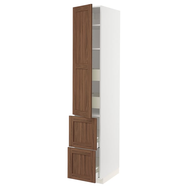 METOD kitchen cabinet with wooden doors & adjustable shelves.