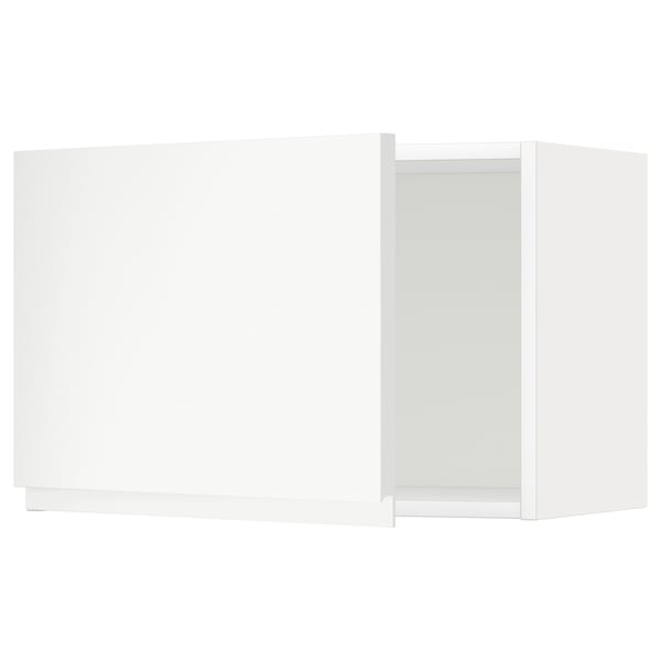 White METOD kitchen cabinet, modern, minimalist, matte finish, rectangular shape, built-in hinges.