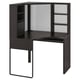 Black corner desk with shelves, magnetic board, and cable outlet. Modern, space-saving design.