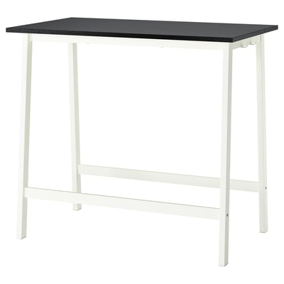 MITTZON conference table, black rectangular top, white metal legs, 10-year guarantee.