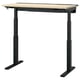 MITTZON black sit-stand desk with light wood top, dual motors for height adjustment, sleek, modern design with cable management tray.