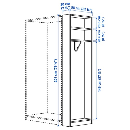 PAX Add-on end-unit, oak effect, 20x58x201 cm
