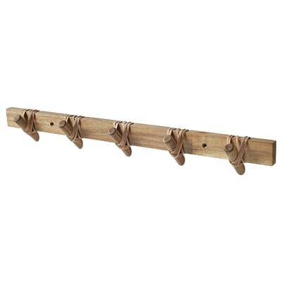 STOREDAMM wooden coat rack, natural colour, acacia material, straight shape, rustic design.