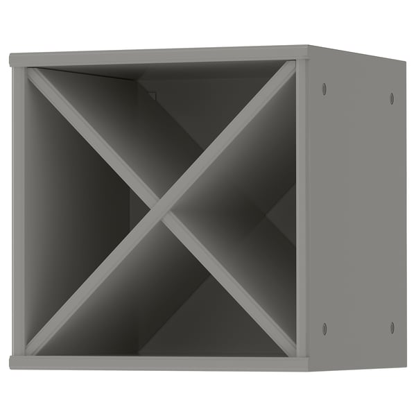 TORNVIKEN grey storage cube, open design, holds bottles, fiberboard.
