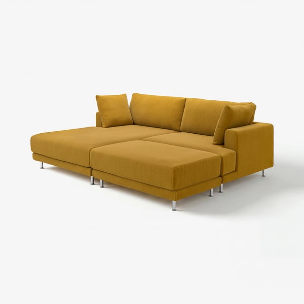 UPPÅKRA golden sofa, chic & comfy, modern design, sectional with chaise, sturdy legs.