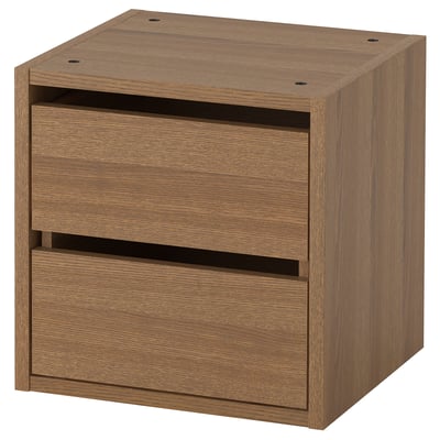 VADHOLMA: oak cabinet, 2 drawers. Square, minimalist design. Soft-close drawers.