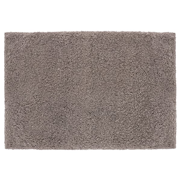 ALMTJÄRN grey bath mat, soft recycled polyester, rectangular shape, plain design.