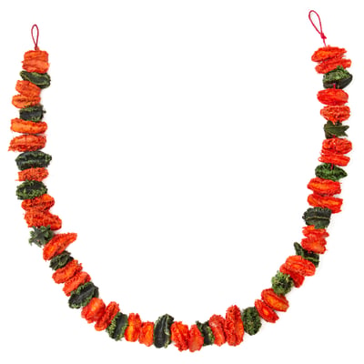AROMATISK garland: red & green dried flowers, string, festive decor.