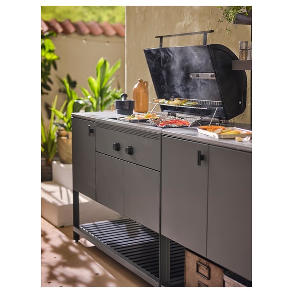 BÅTSKÄR Charcoal barbecue, outdoor/dark grey, 120x60 cm